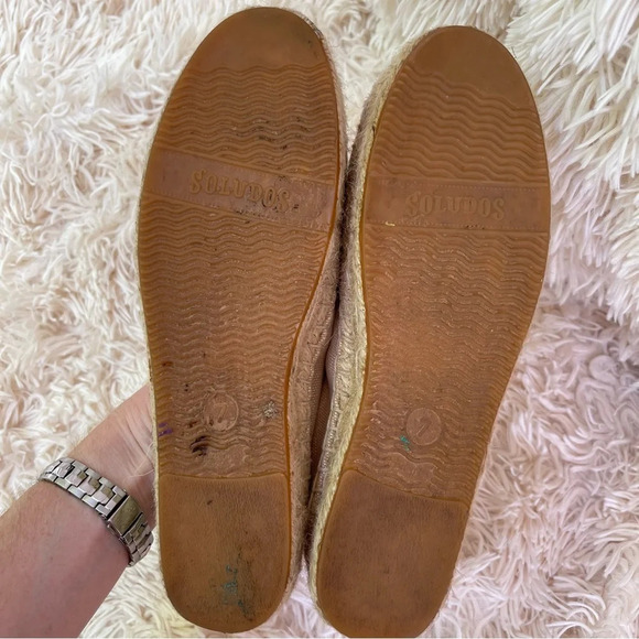 Soludos Womens Sz 8 Slip On Espadrille Shoes Embroidered Palm Tree Canvas beige - Picture 5 of 8